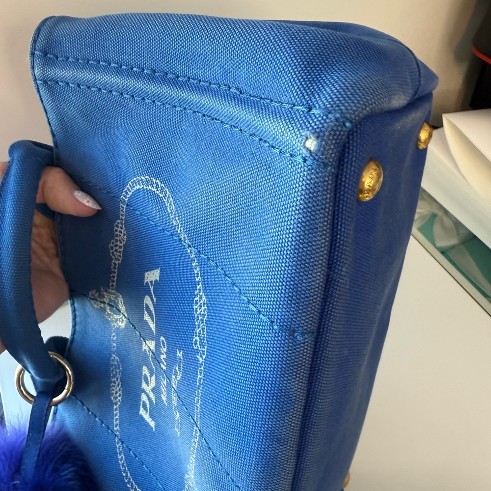 Prada Royal Blue Canvas Tote - Picture 8 of 12